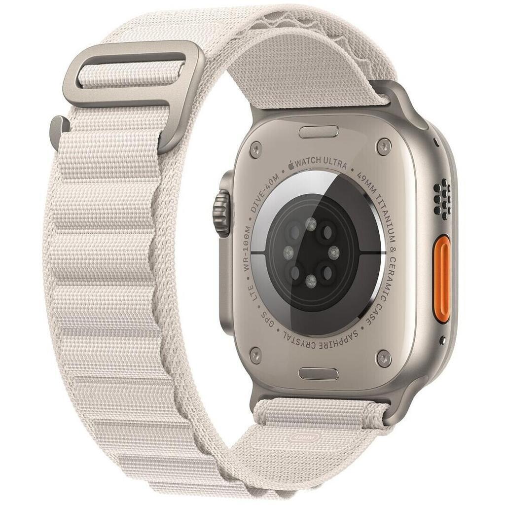 Apple Watch Ultra (2022) GPS + Cellular 49 mm - Titanium Natural Titanium - Alpine loop White