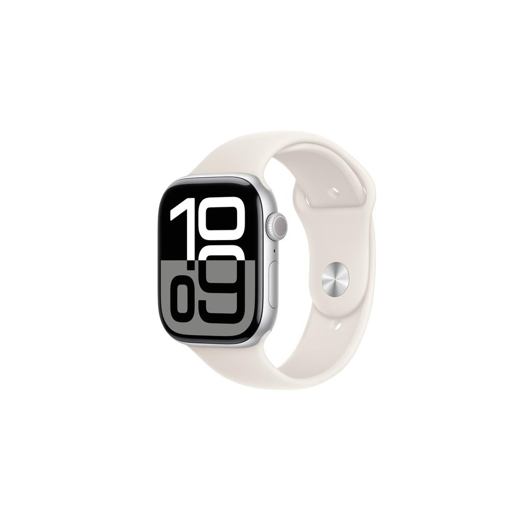 Apple Watch Series 10 (2024) GPS 46 mm - Aluminium Silver - Sport band White