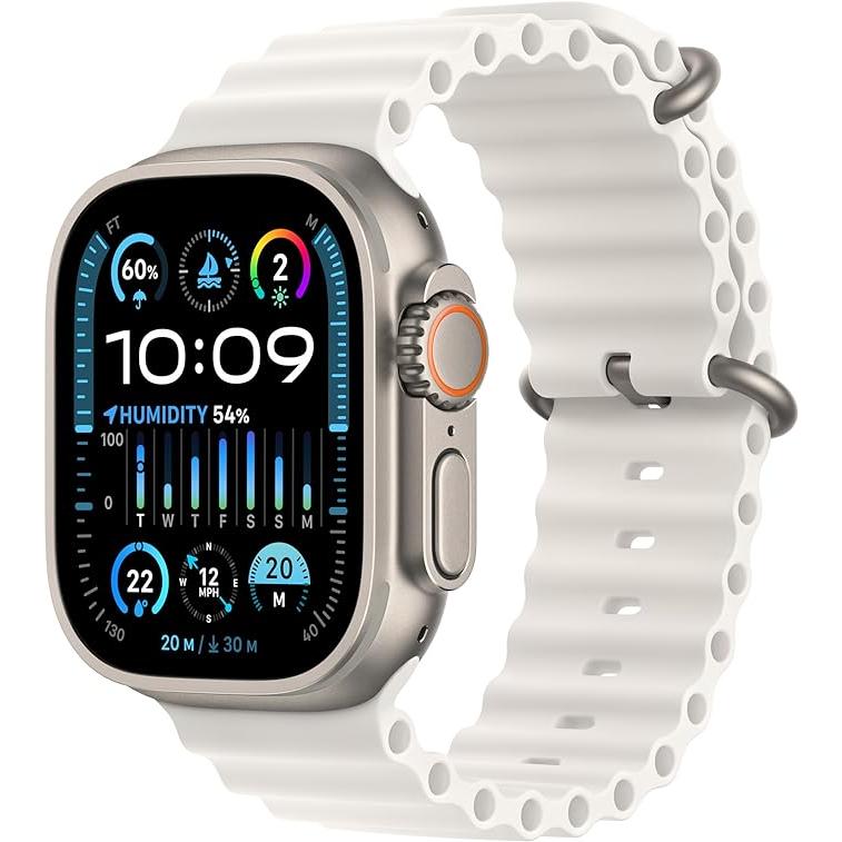 Apple Watch Ultra 2 (2023) GPS + Cellular 49 mm - Titanium Natural Titanium - Ocean band White