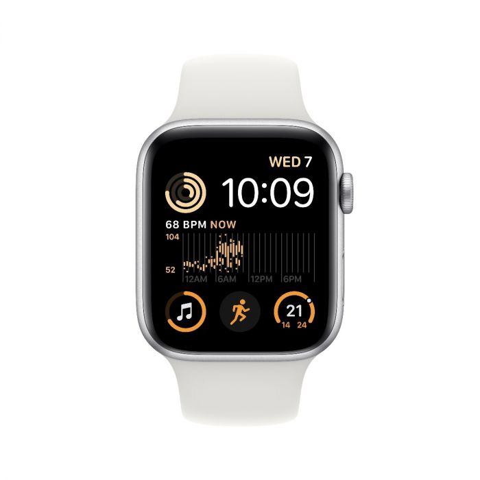 Apple Watch Series SE 2 (2022) GPS + Cellular 44 mm - Aluminium Silver - Sport band White