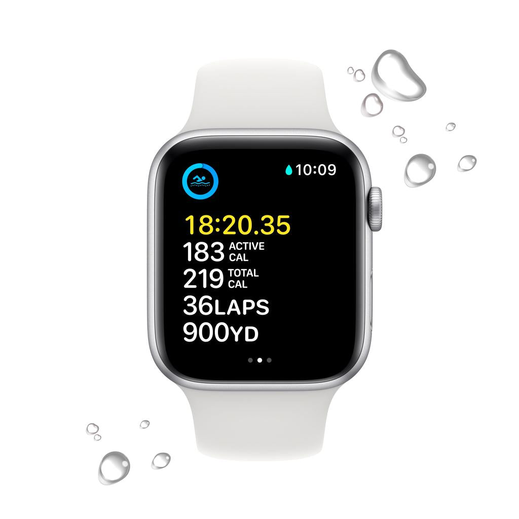 Apple Watch Series SE 2 (2022) GPS + Cellular 44 mm - Aluminium Silver - Sport band White