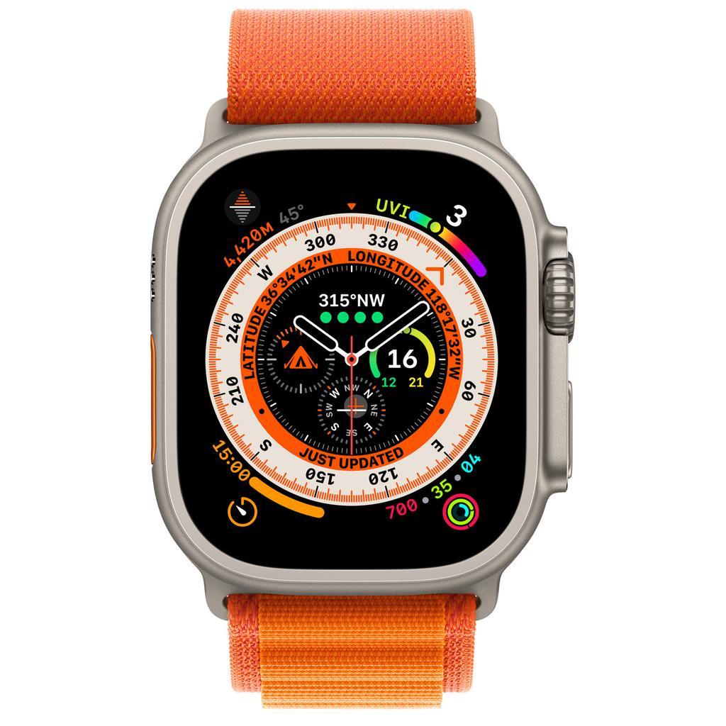 Apple Watch Ultra (2022) GPS + Cellular 49 mm - Titanium Natural Titanium - Alpine loop Orange